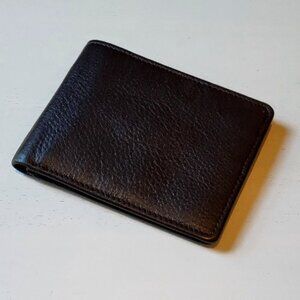 Perry Ellis Leather Bifold Wallet Dark Brown